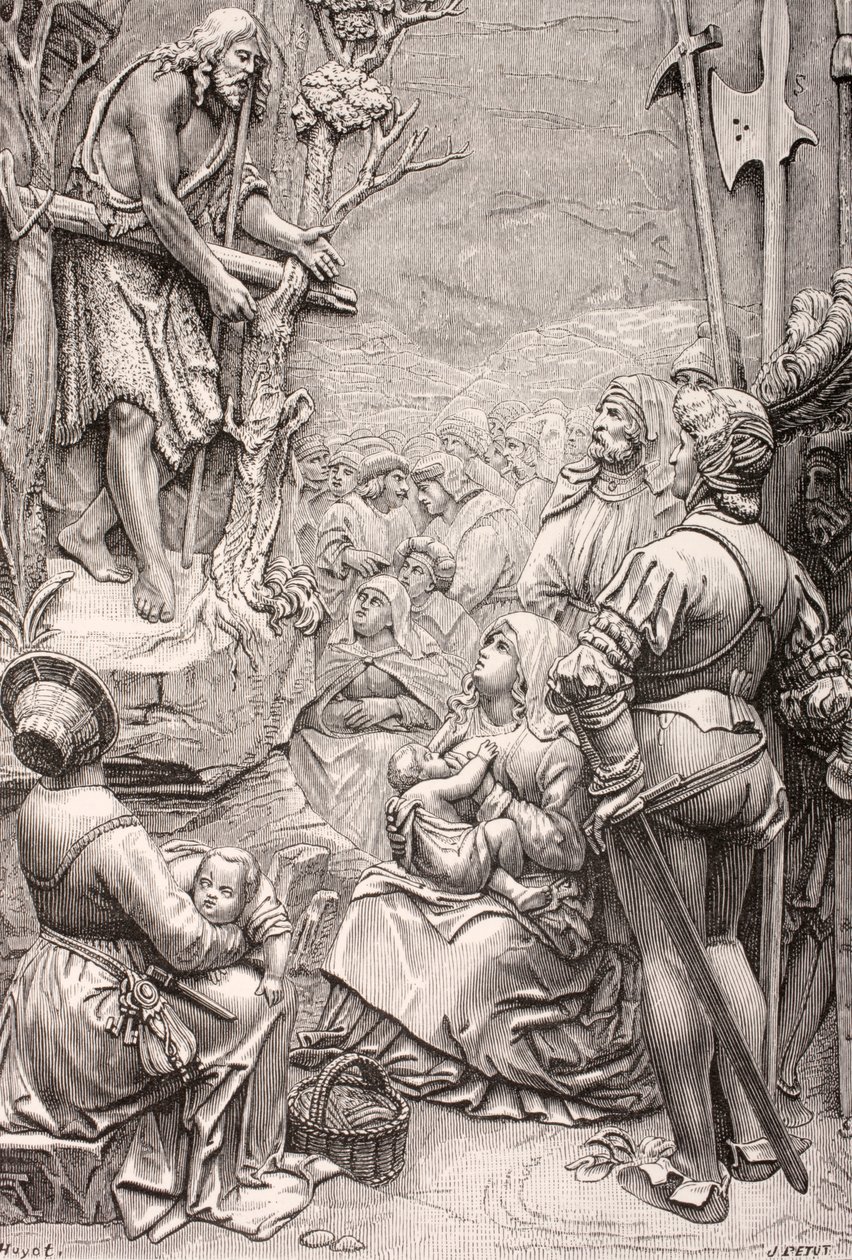 St. Johannes de Doper die in de woestijn predikt, naar een werk van Albrecht Durer, uit 