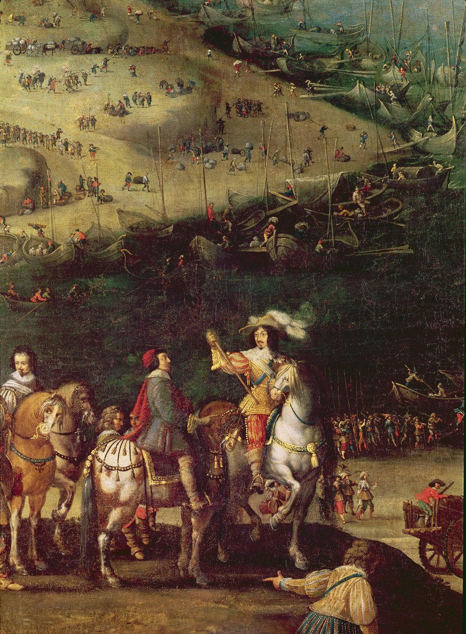 Het Opheffen van het Beleg van het Ile de Re, 8 november 1627 (detail) door French School