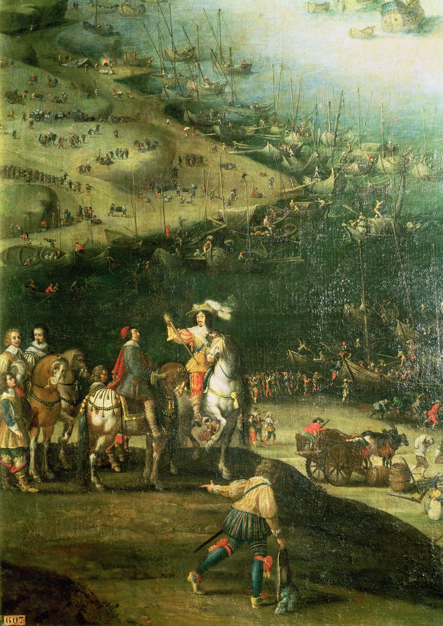 Het opheffen van het beleg van het Ile de Re, 8 november 1627 (detail) door French School
