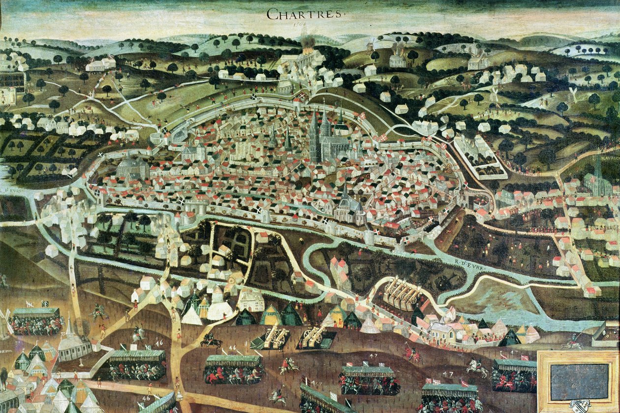 Het beleg van Chartres in 1568 door French School