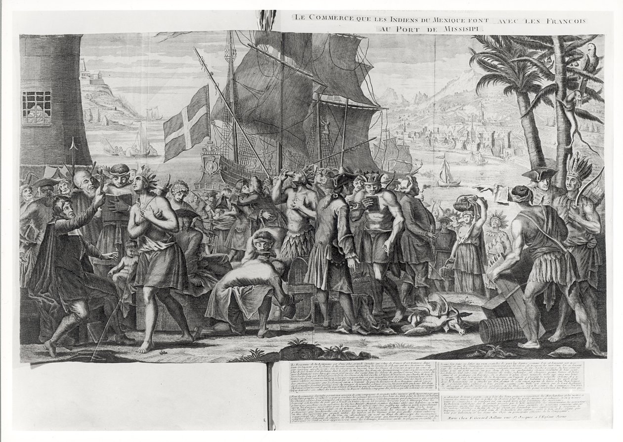 Handel tussen Mexicaanse Indianen en de Fransen in de Haven van Mississippi door French School