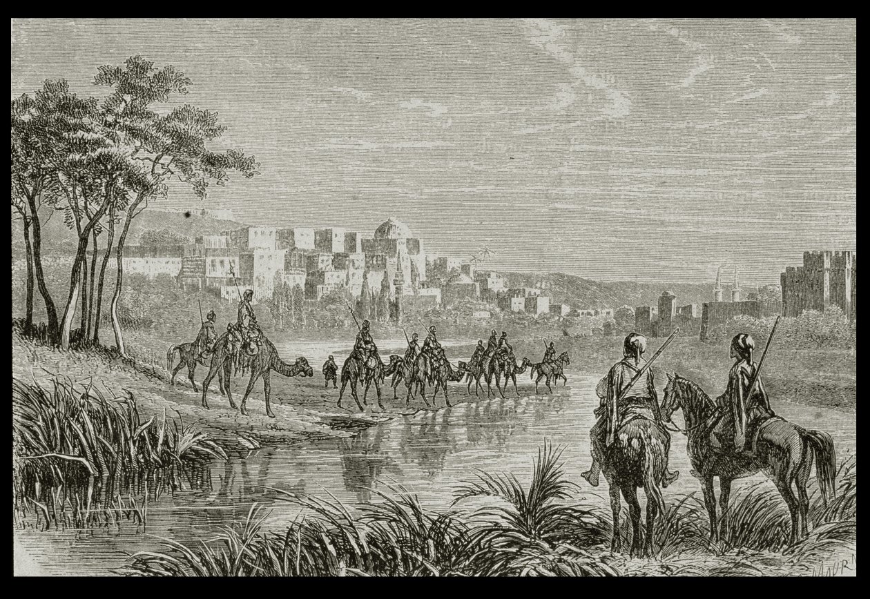 Tripoli in de jaren 1860, gegraveerd door Charles Maurand door French School