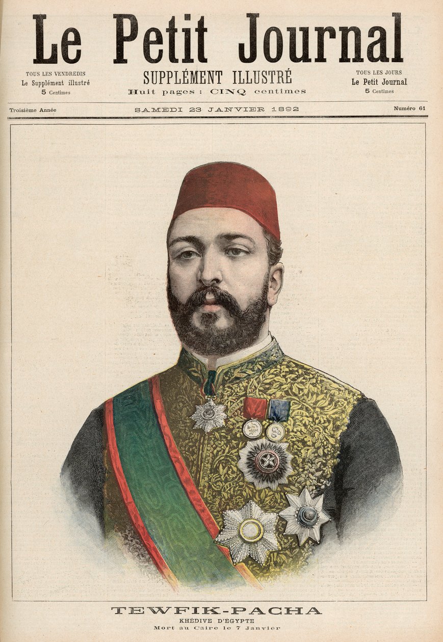 Twefik Pasha (1852-92) Khedive van Egypte, stierf in Caïro, 7 januari, uit 