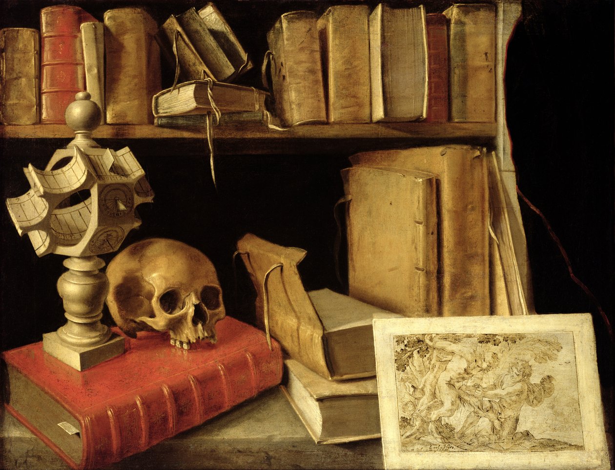 Vanitas met een zonnewijzer, c.1626-40 door French School