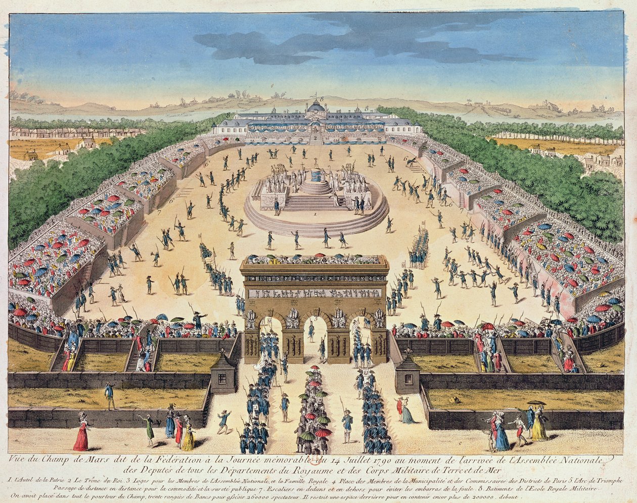 Uitzicht op de Champs de Mars, 14 juli 1790 door French School