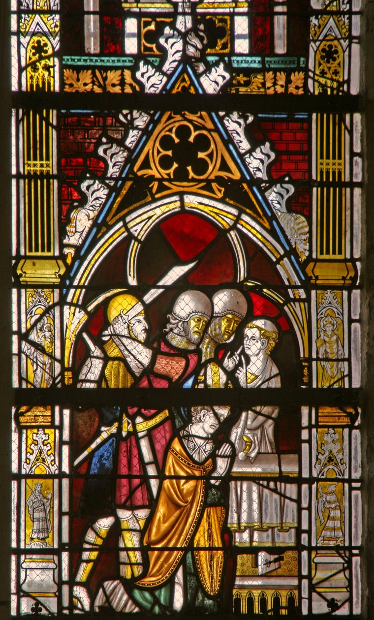 Raam w19 met de martelaarschap van St Thomas Becket (glas-in-lood) door French School