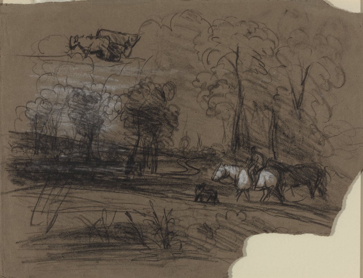 Ruiter op het platteland door French 19th Century