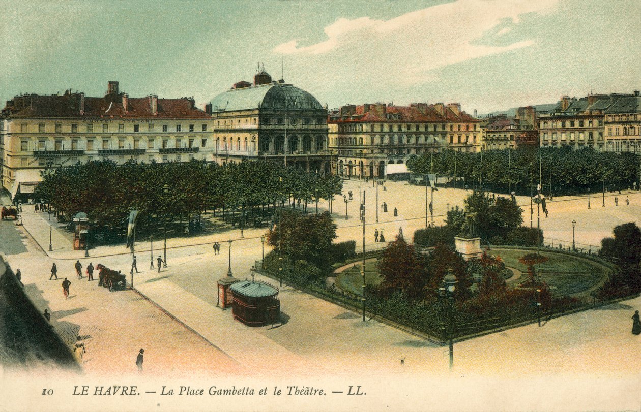 Le Havre, La Place Gambetta, Het Theater door French Photographer