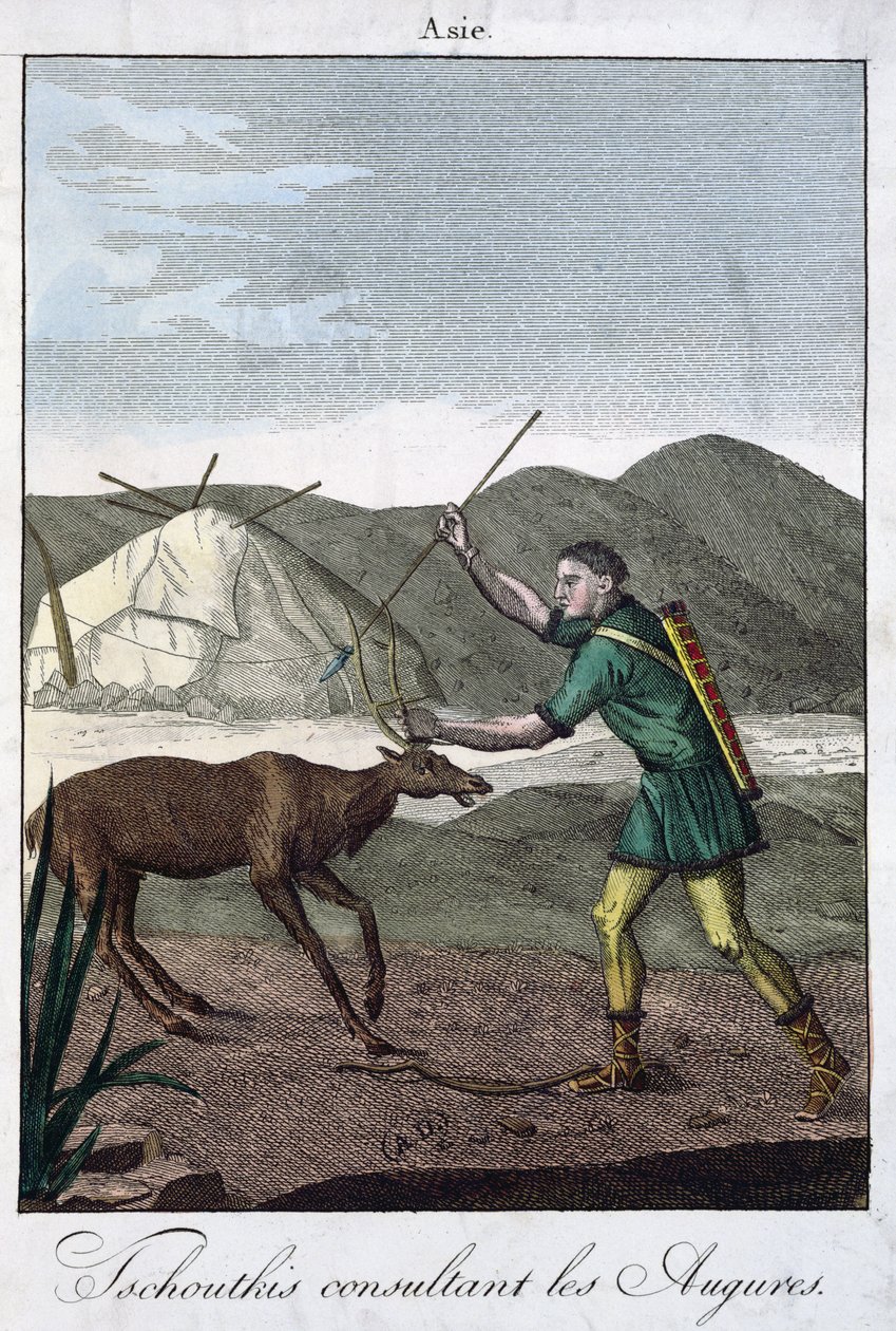 Een Chukchi sjamaan raadpleegt het orakel, 1811 door French School