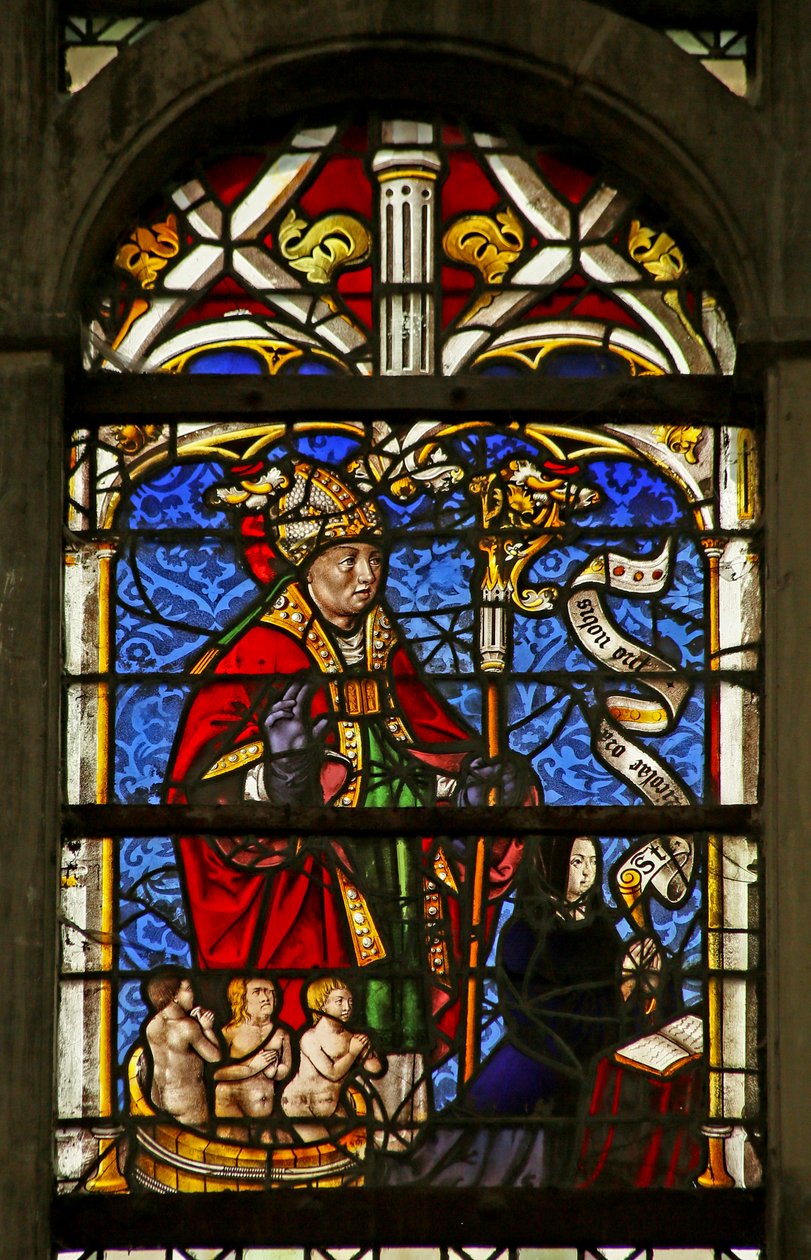 Een schenkster met Sint Nicolaas door French School