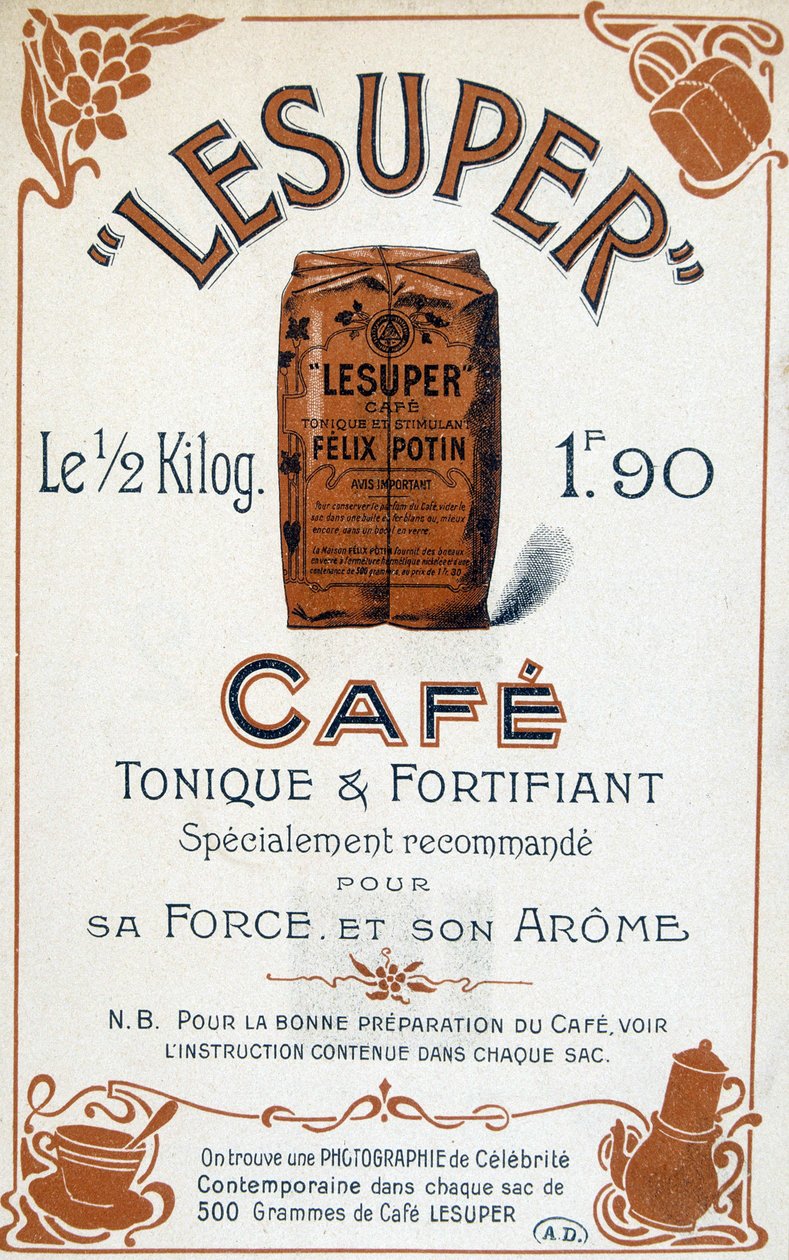 Reclame voor koffie Lesuper, 20e eeuw door French School