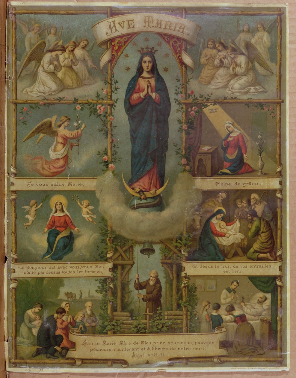 Ave Maria gebedskaart door French School