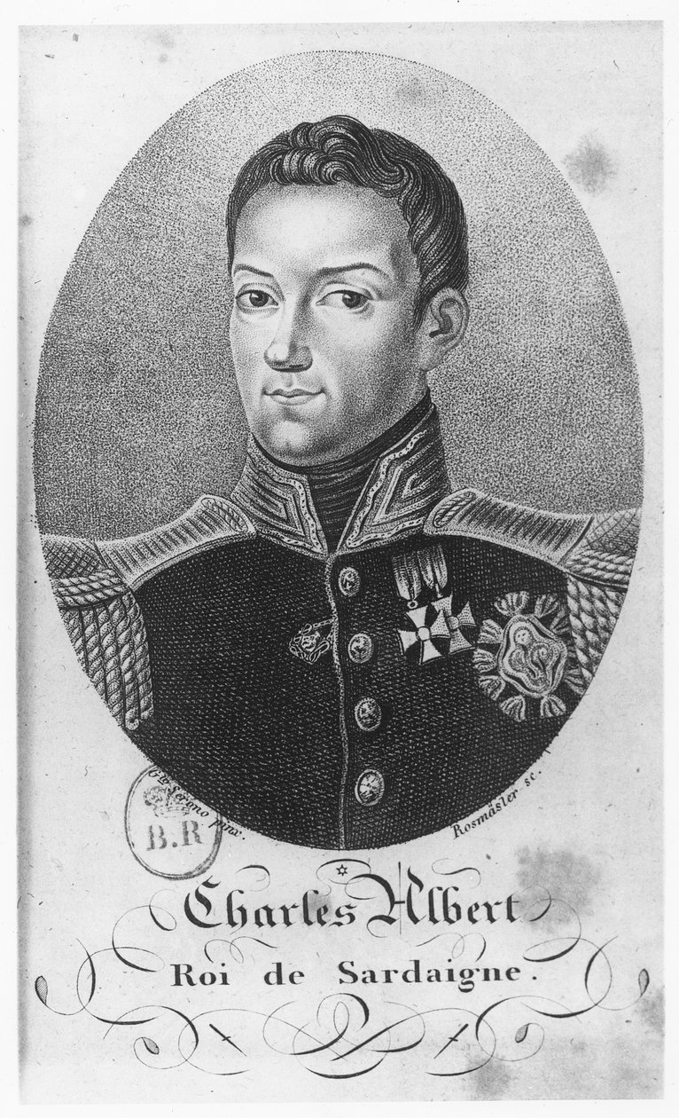 Karel Albert, Koning van Sardinië (gravure) door French School