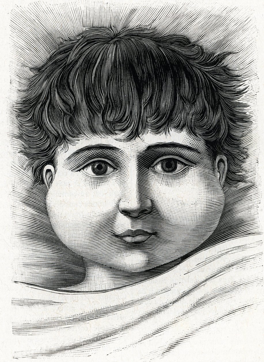 Kind met bof (gravure) 1888 door French School