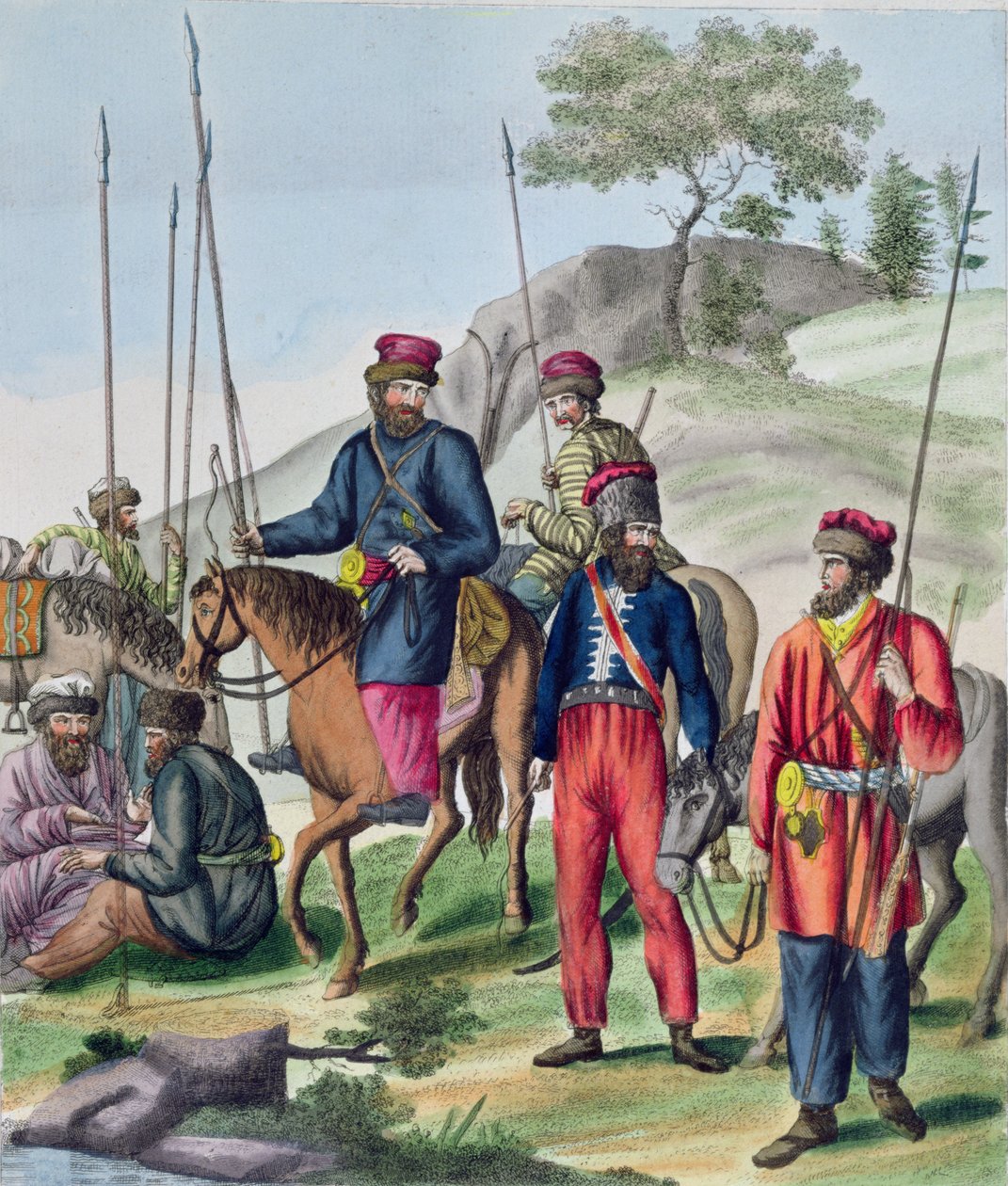 Kozakken in het Russische Leger, c.1814 door French School