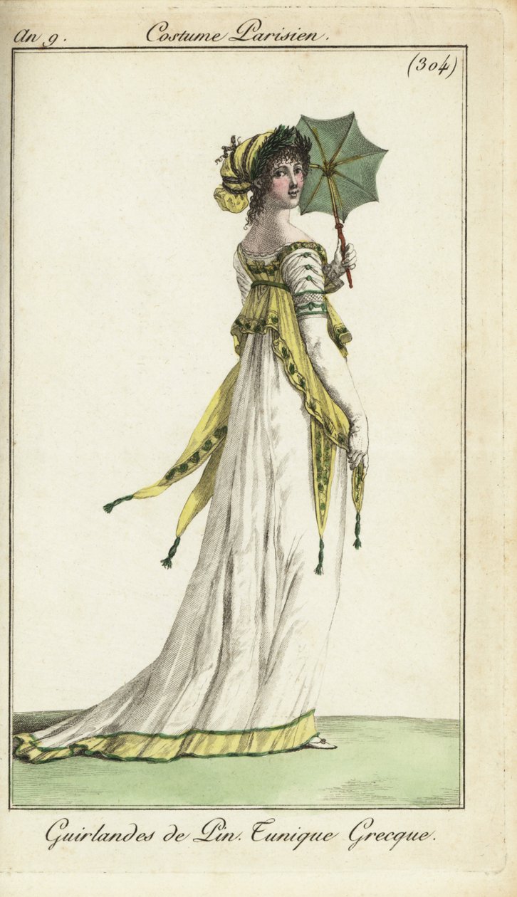Modieuze vrouw met parasol door French School