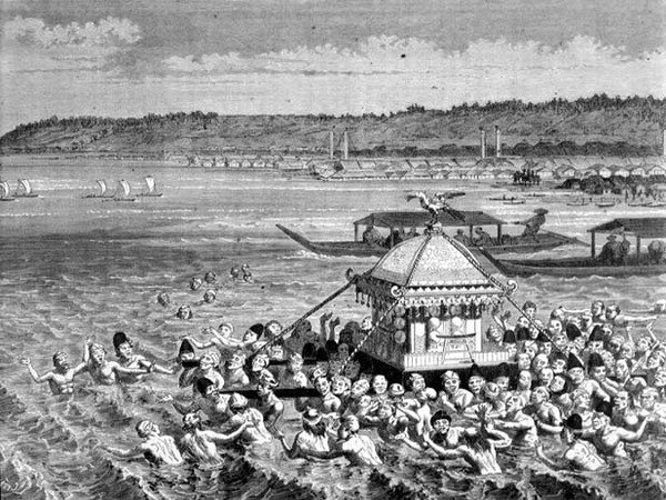 Festival van Gots-Tennoo in de jaren 1880 (gravure) door French School