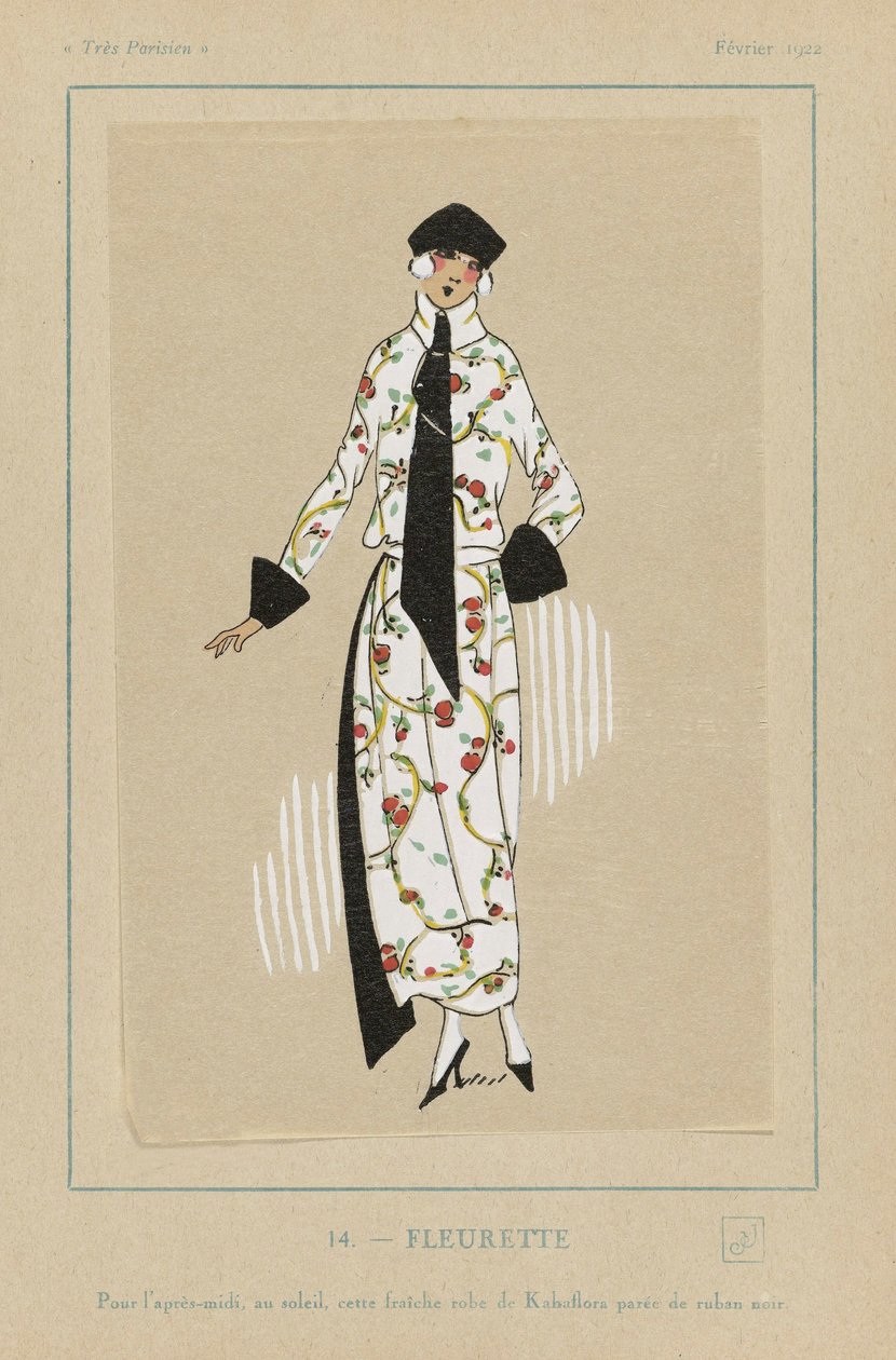 Fleurette, pub. 1922 pochoir print door French School