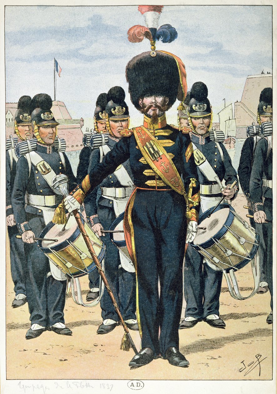 Franse marineband in 1837, ca. 1900 door French School