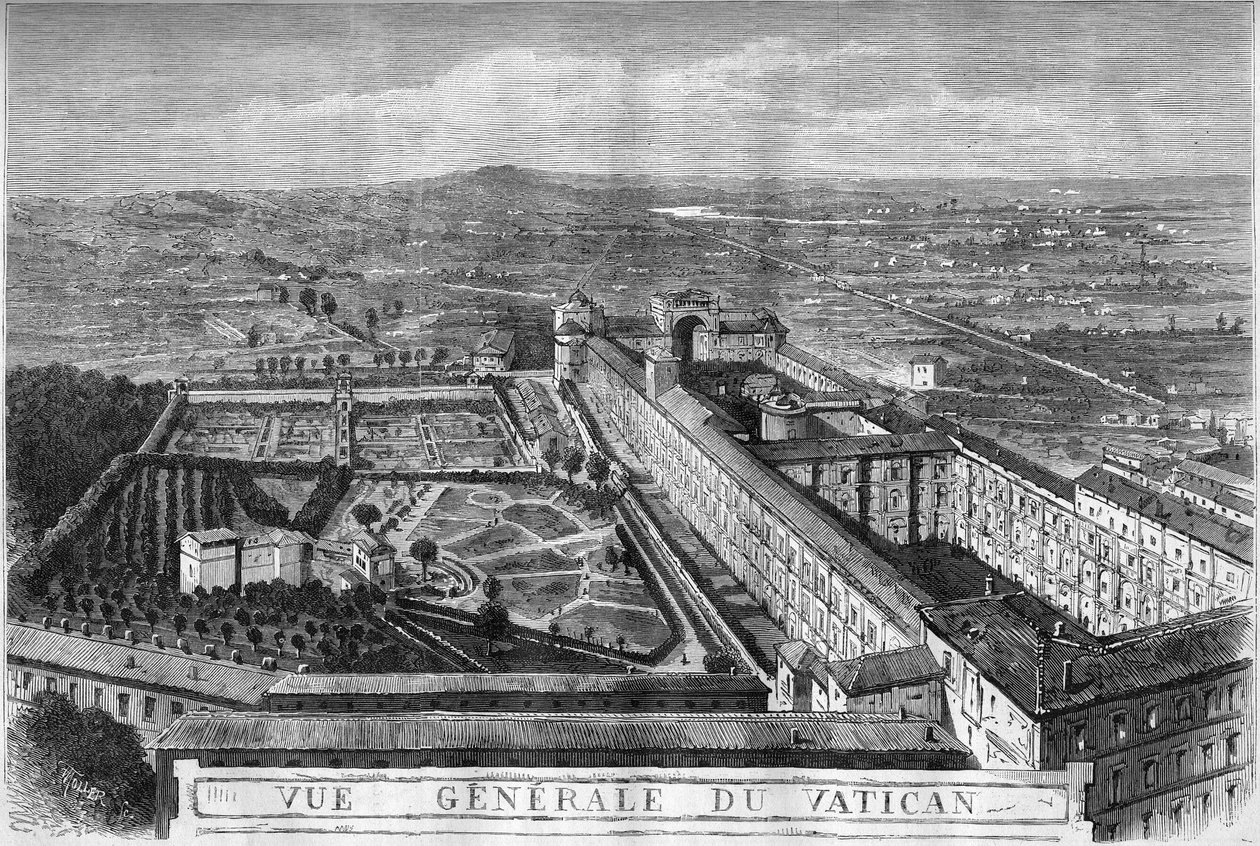 Algemeen zicht op het Vaticaans Paleis door French School