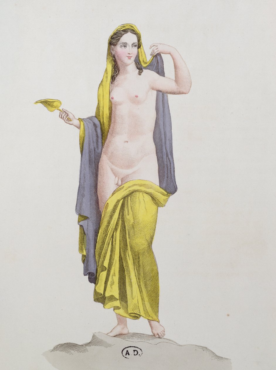 Hermafrodiet, uit een Pompeiaanse fresco, ca. 1800 door French School