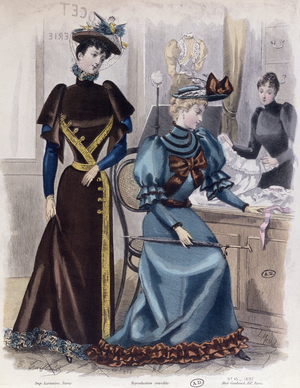 In de Lingeriewinkel, 1892 door French School