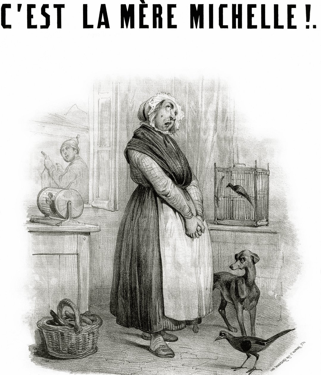 Het is moeder Michelle!... komisch lied, lithografie door French School
