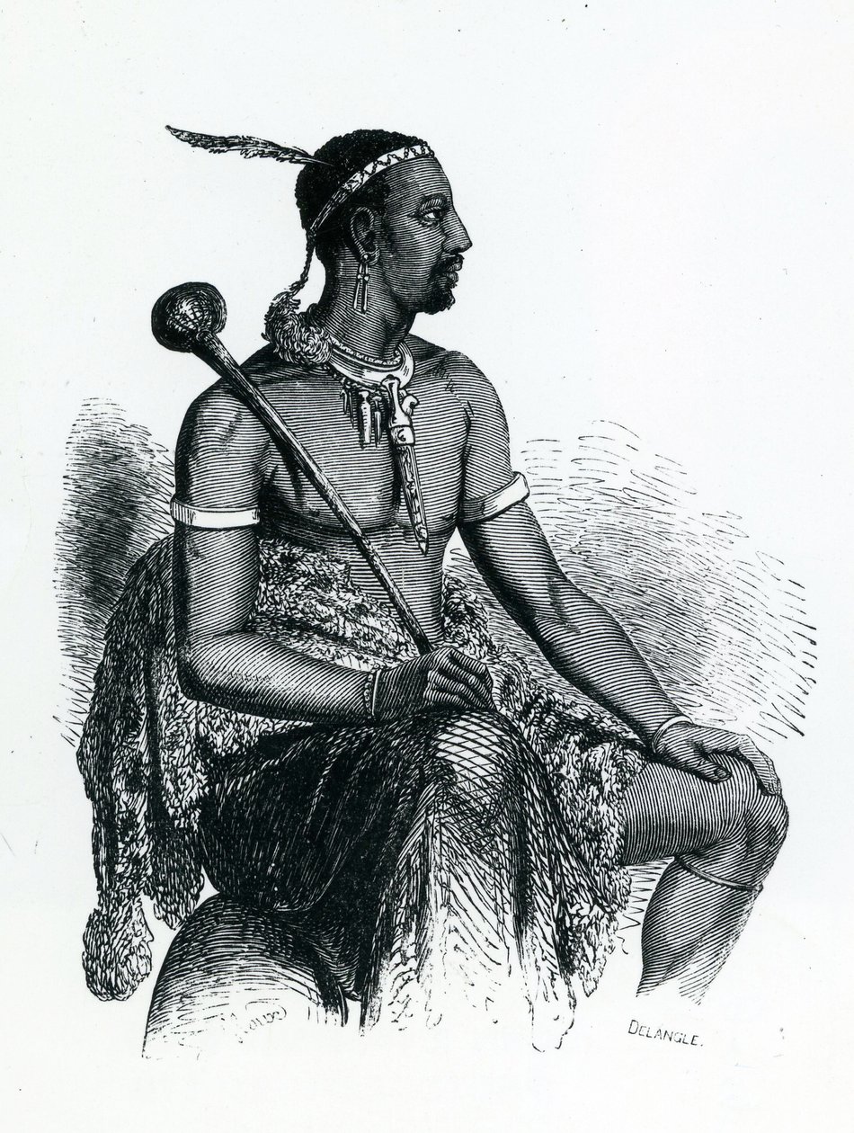 Koning Moshoeshoe I (c.1786-1870) 1833 (gravure) door French School