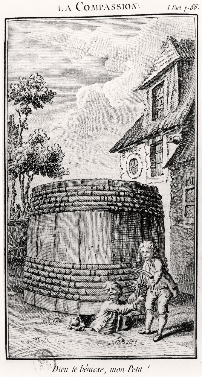Het medeleven (gravure) door French School