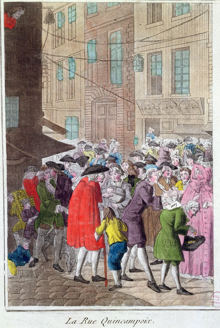 La Rue Quincampoix, De Wet Affaire, c.1797 door French School
