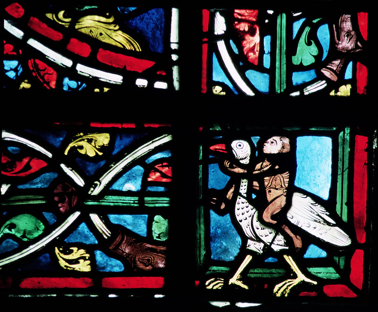 Man die op een vogel rijdt, 13e eeuw door French School