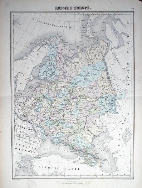 Kaart die Europees Rusland afbeeldt, c.1840 door French School