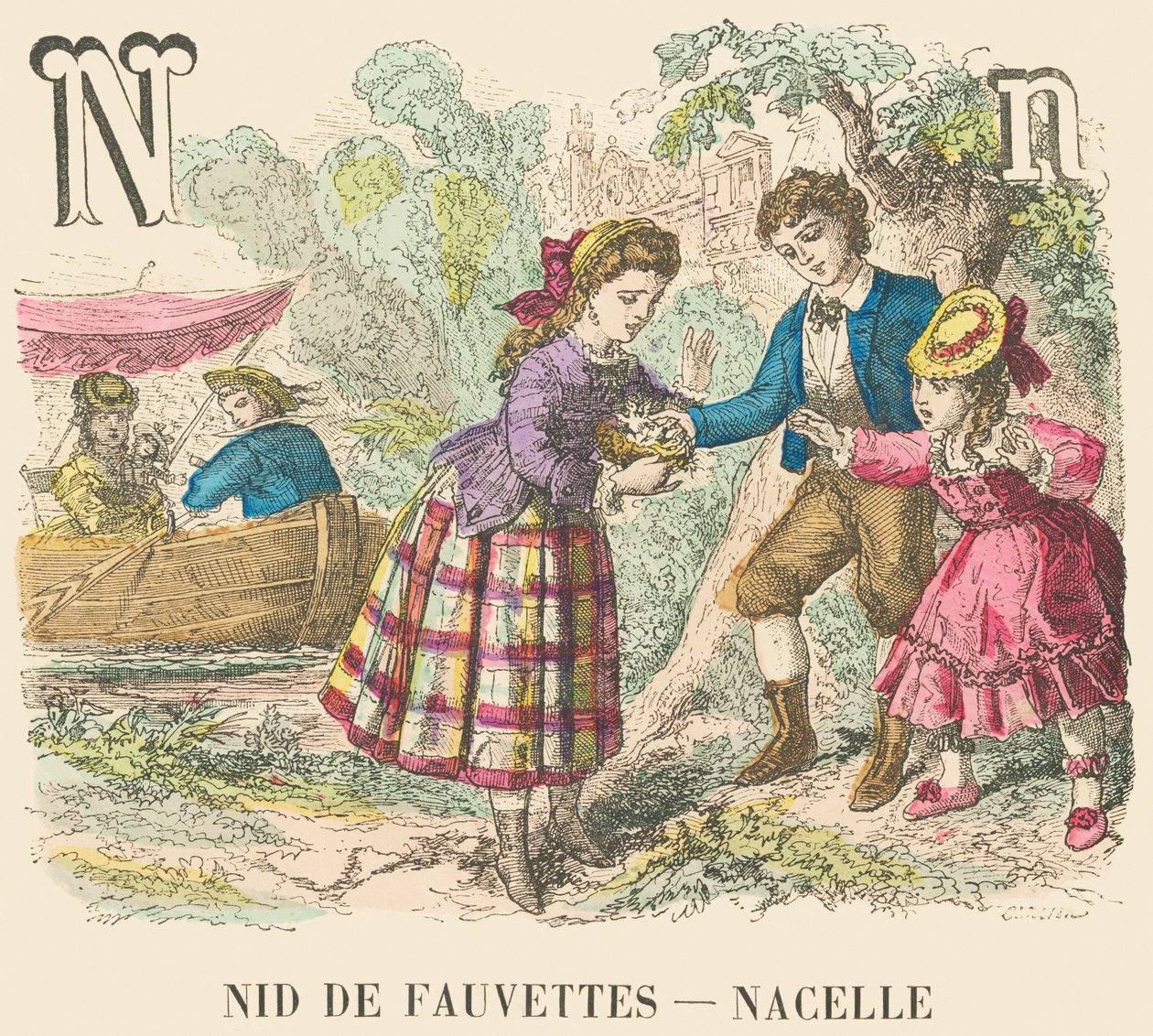 Nest van fauvettes - Draagmand door French School