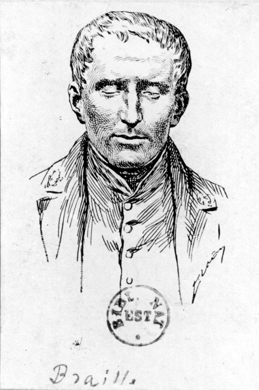 Portret van Louis Braille (1809-1852) door French School