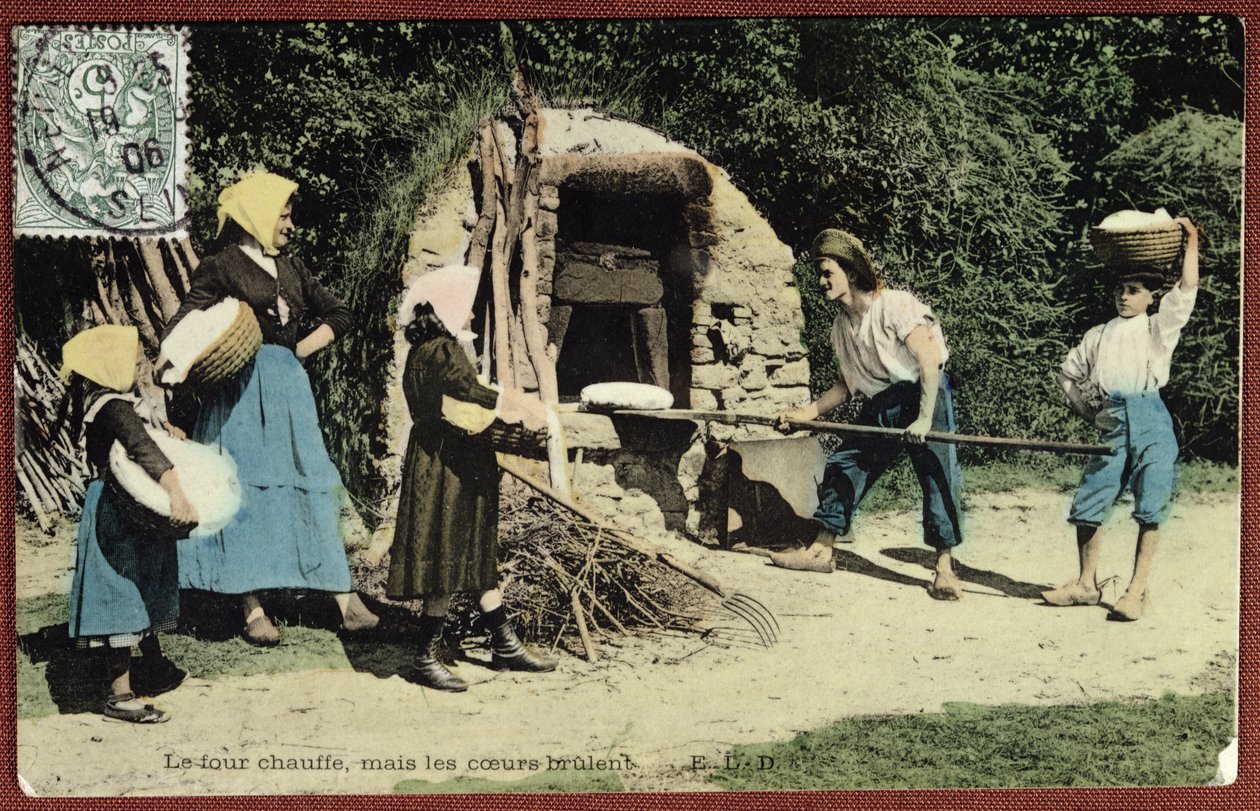 Ansichtkaart met afbeelding van een gemeenschappelijke oven, 1906 door French School