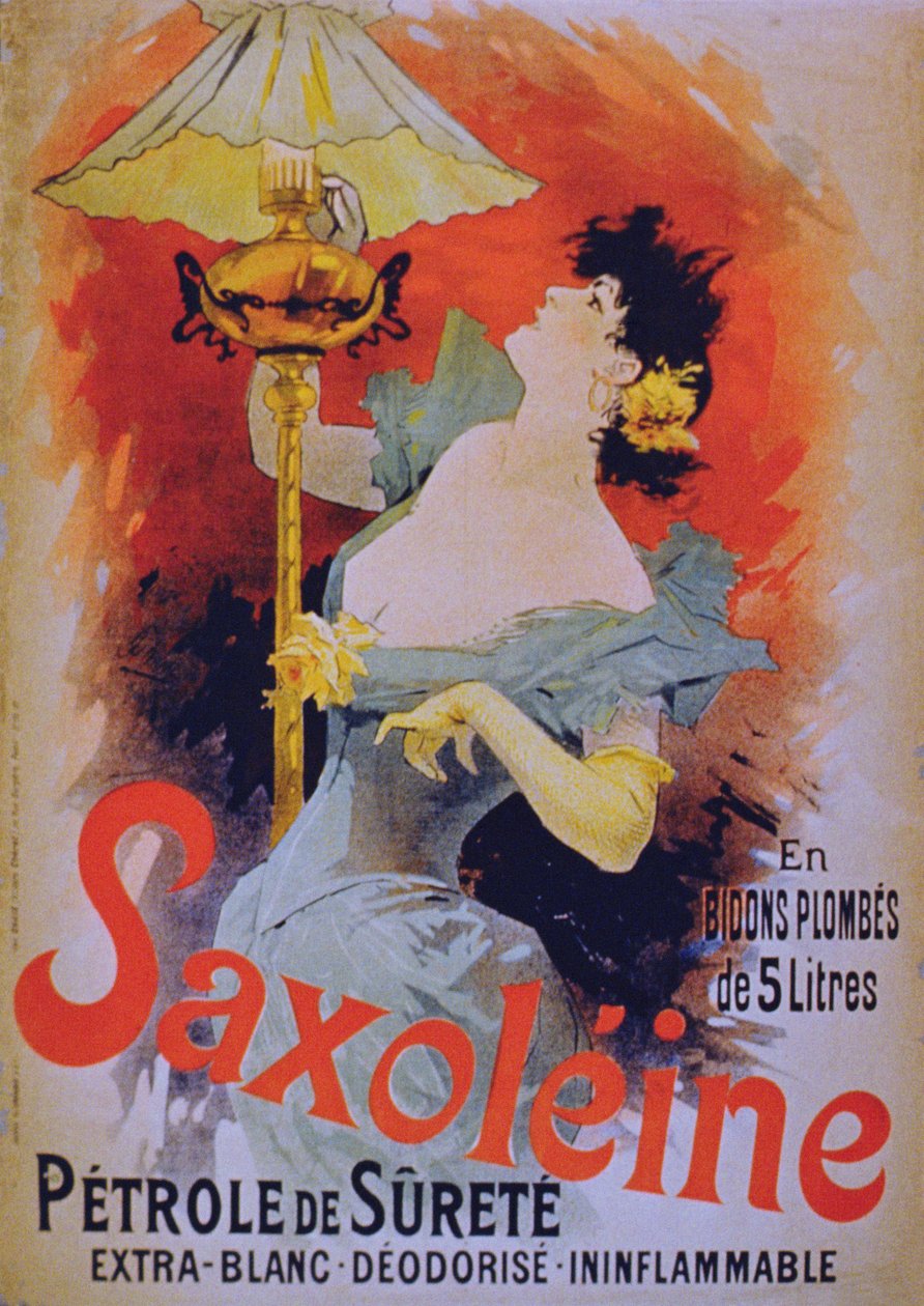 Poster die Saxoleine veiligheidslampolie adverteert door French School