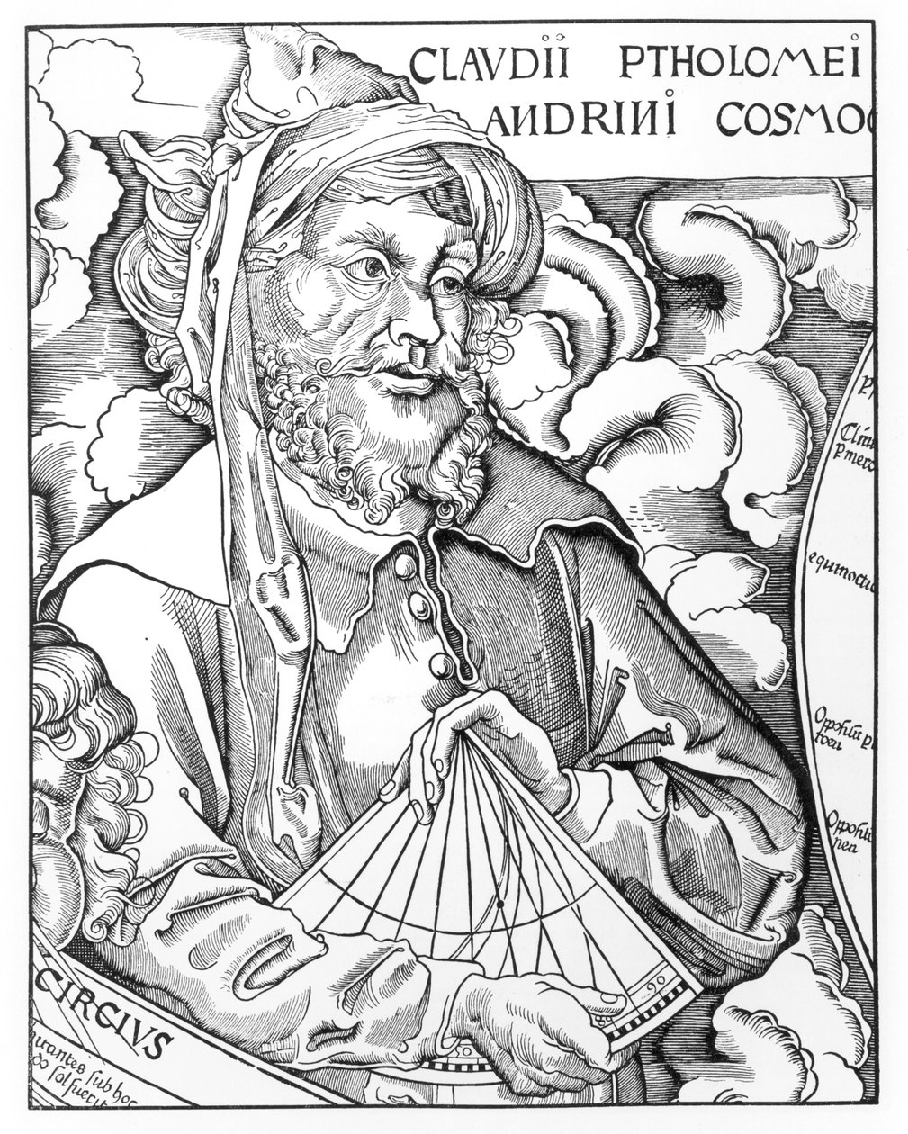 Ptolemaeus (Claudius Ptolemaeus) (ca.90-168) met een sextant door French School