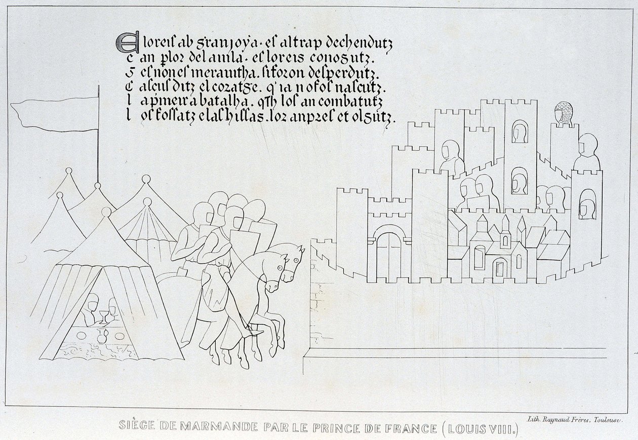 Belegering van Marmande door Lodewijk VIII door French School