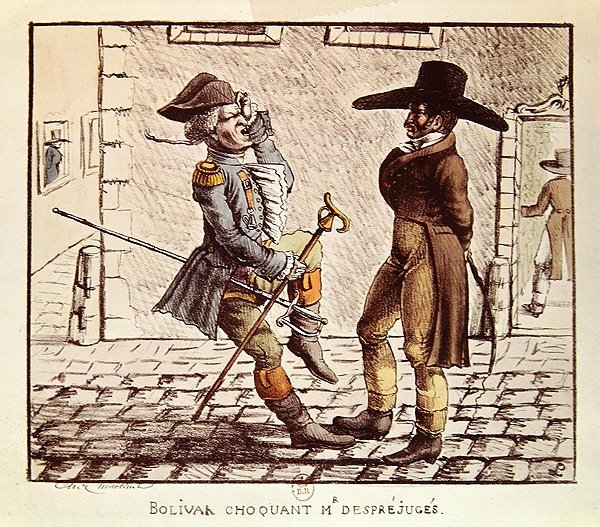 Simon Bolivar (1783-1830) choqueert M. Desprejuges door French School