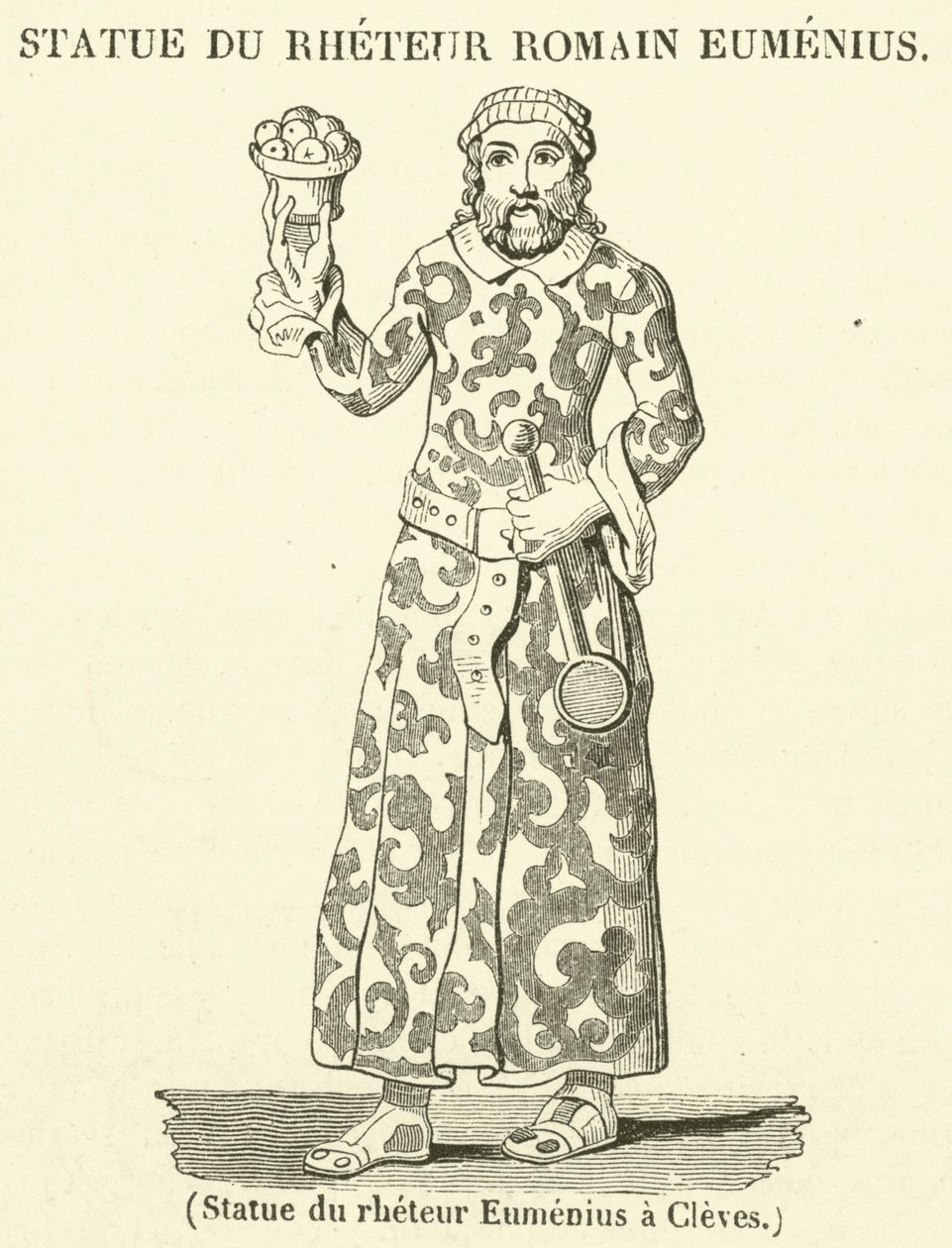 Standbeeld van reteur Eumenius in Kleef (gravure) door French School