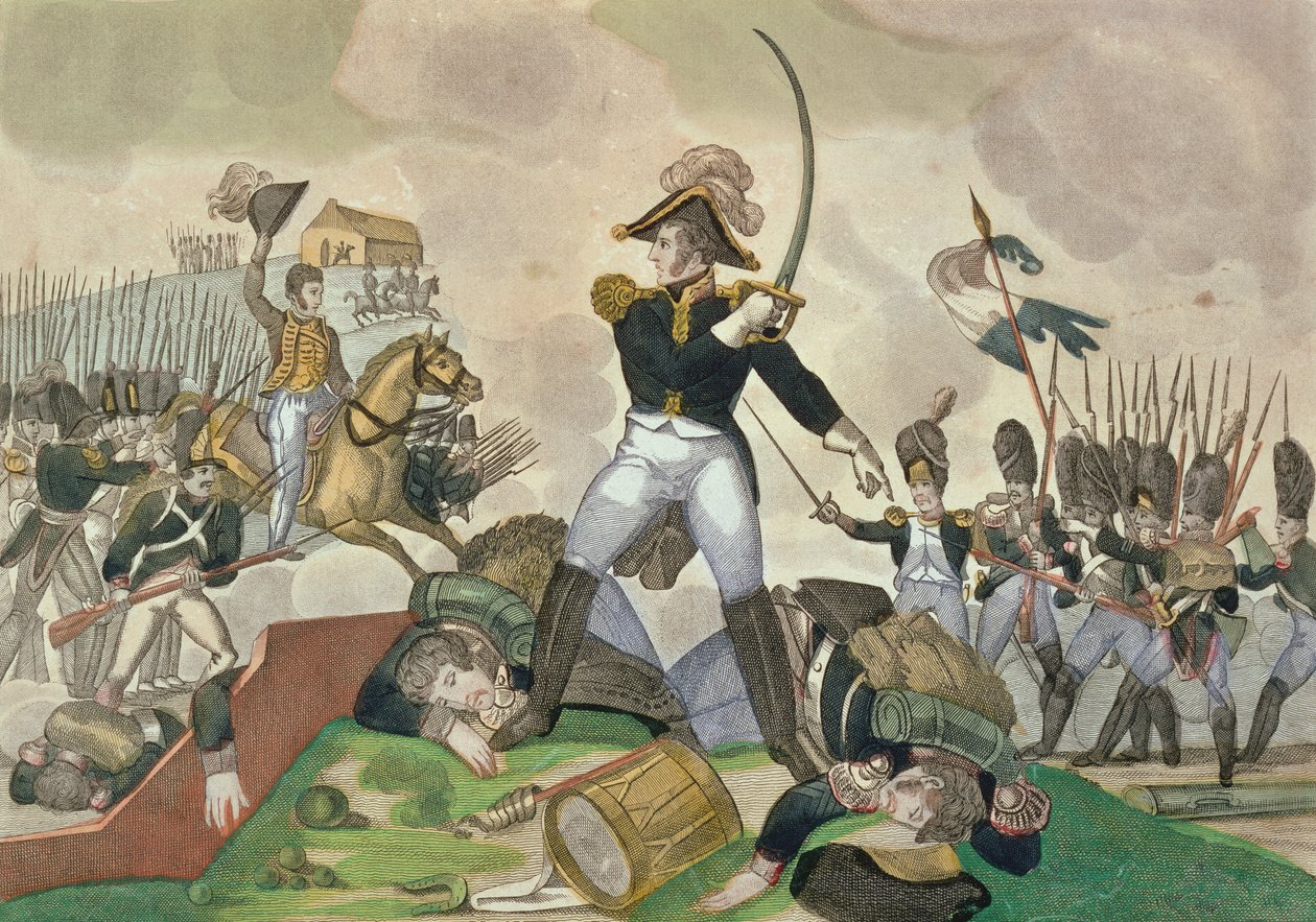 De Slag bij Waterloo, 18 juni 1815 door French School