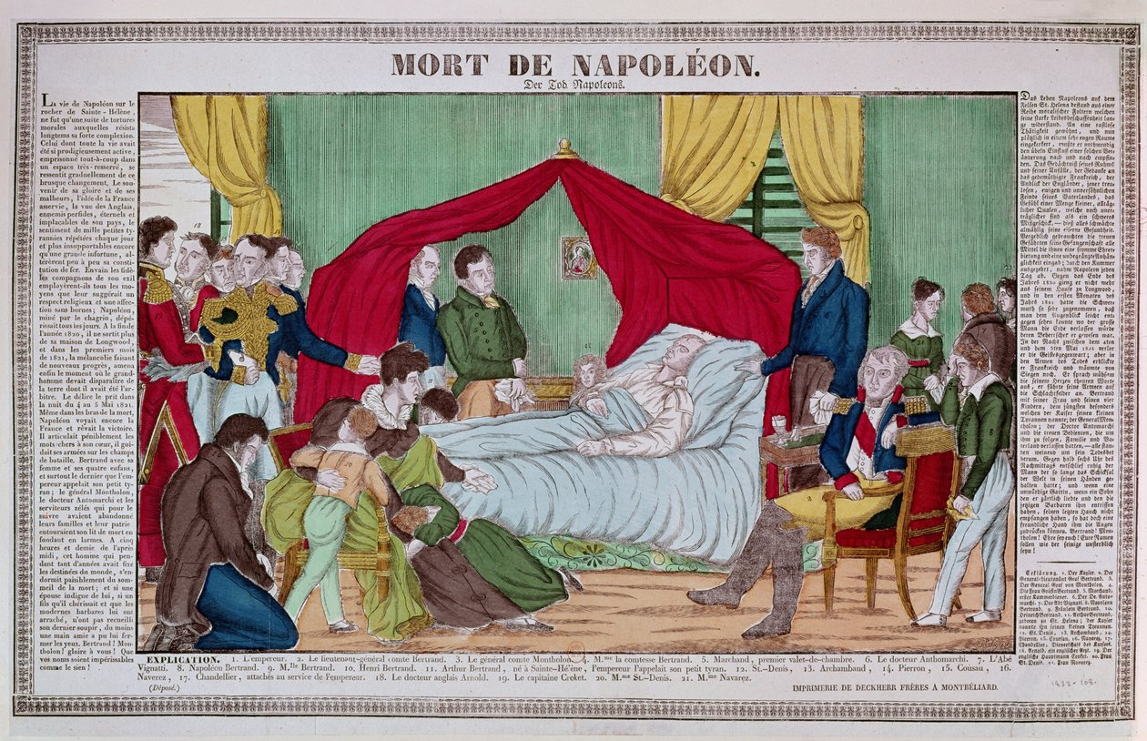 De dood van Napoleon Bonaparte (1769-1821) ca.1840 door French School
