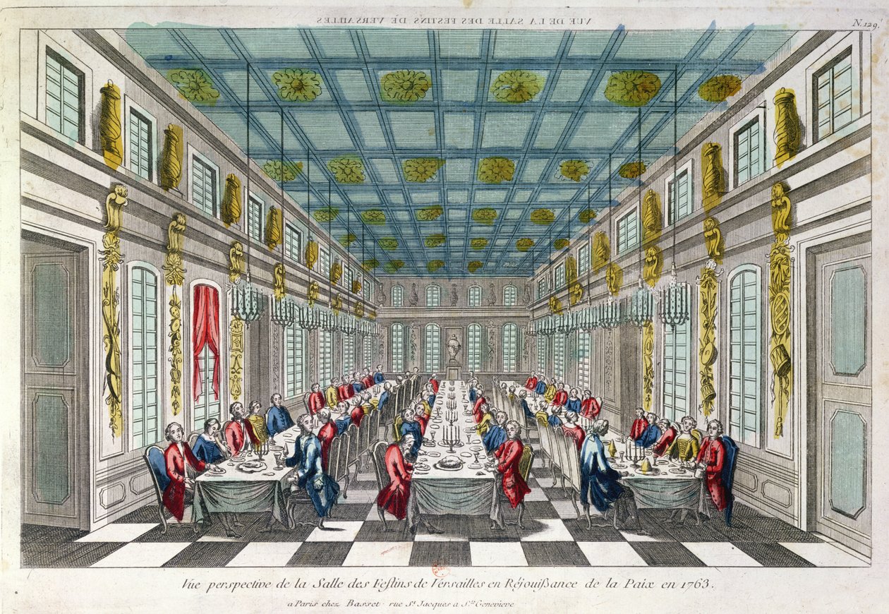 De eetkamer in Versailles in 1763 door French School