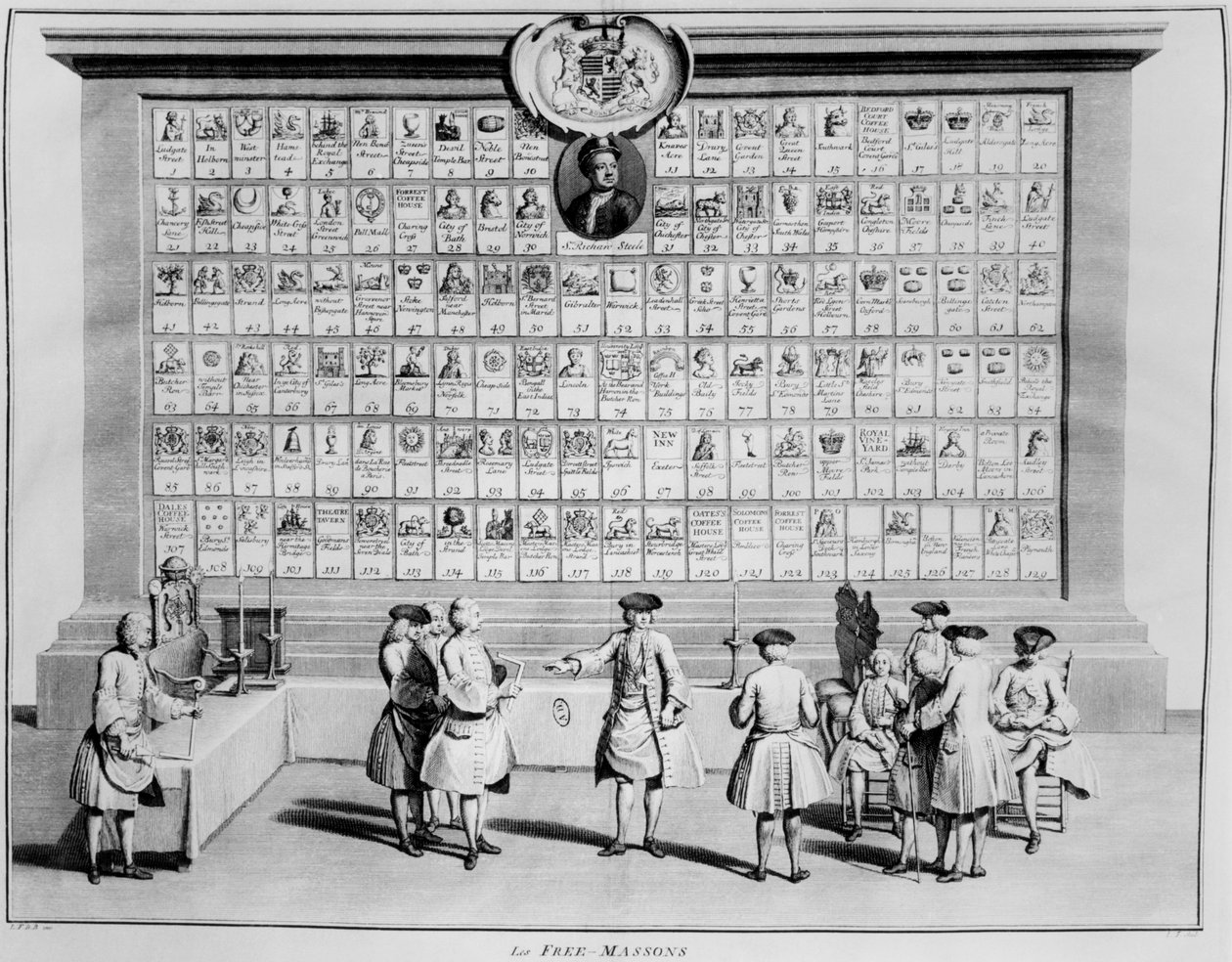 De Engelse vrijmetselaarsloges, ca. 1730 door French School