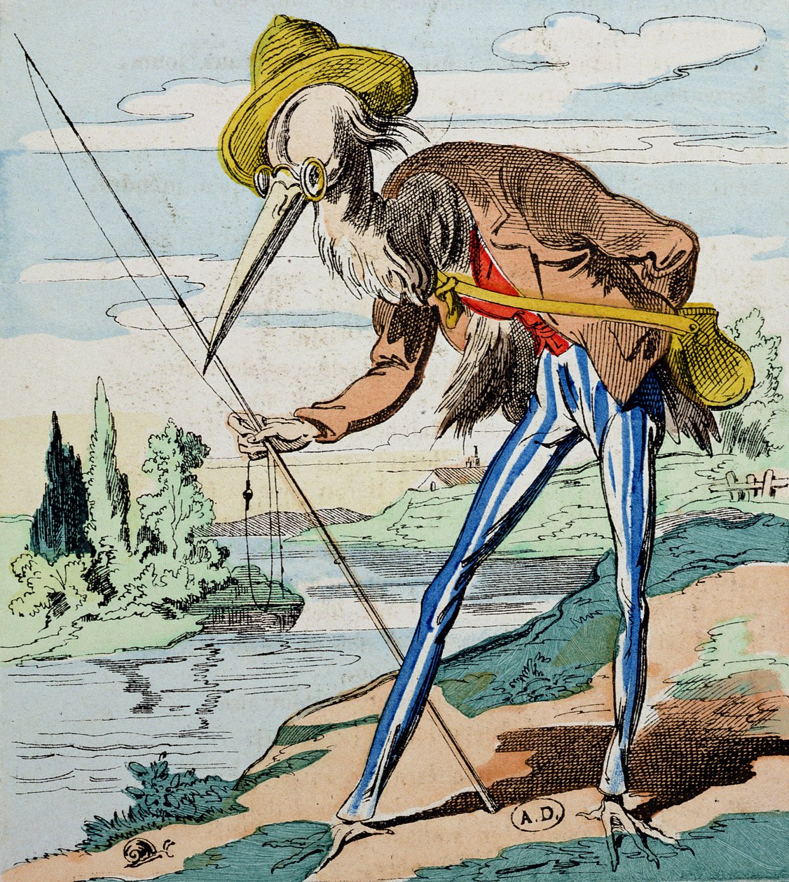 De reiger, uit Fables de la Fontaine door French School