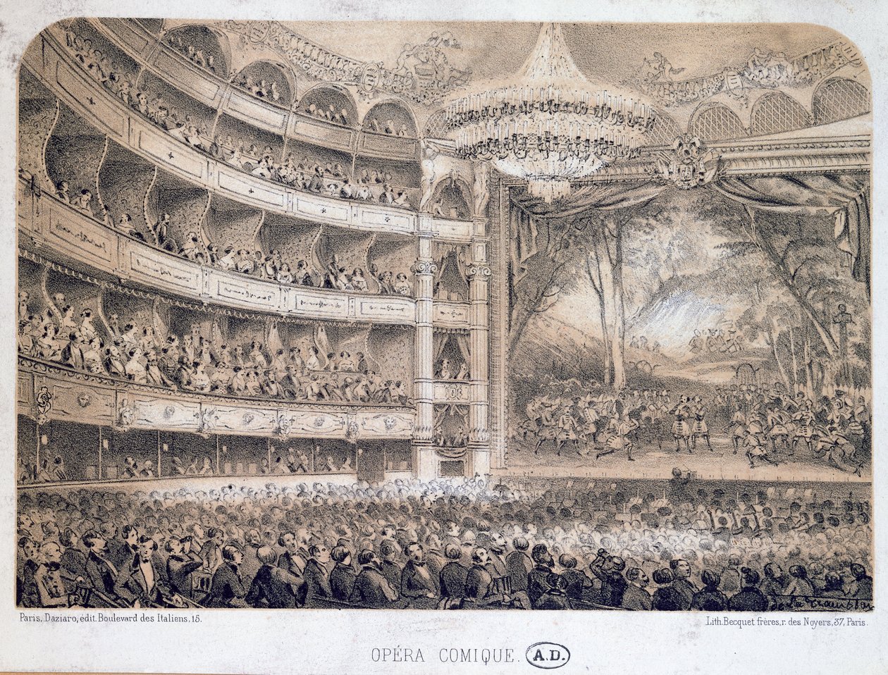 De Opera Comique in Parijs, 1850-60 door French School