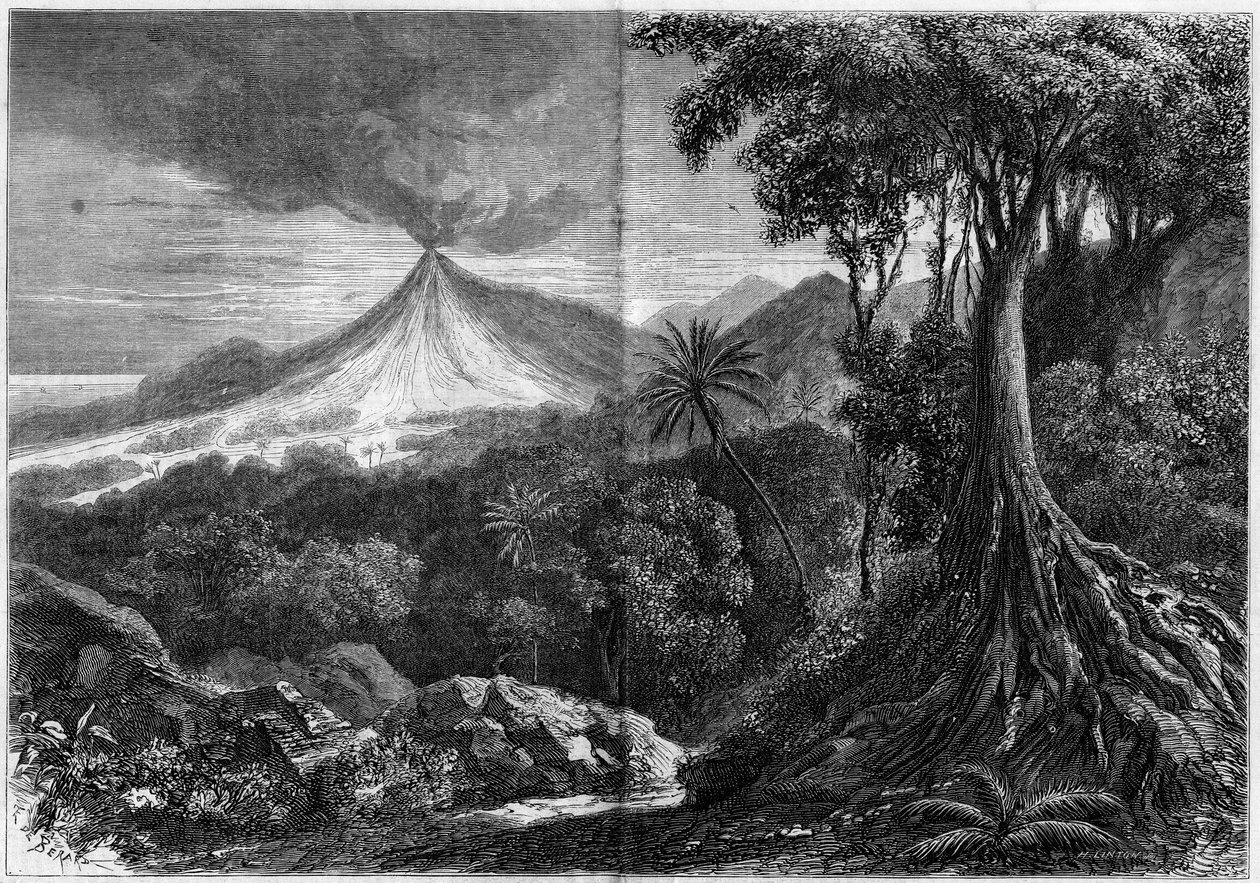 Vulkaanuitbarsting, Ile de la Reunion door French School