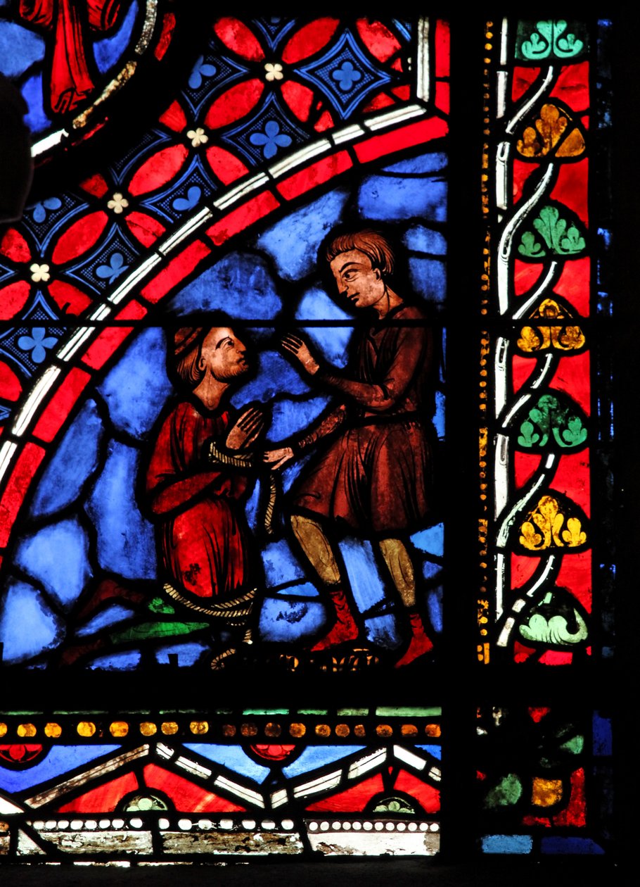 Raam w05 met de magiër Hermogenes en Philetus door French School