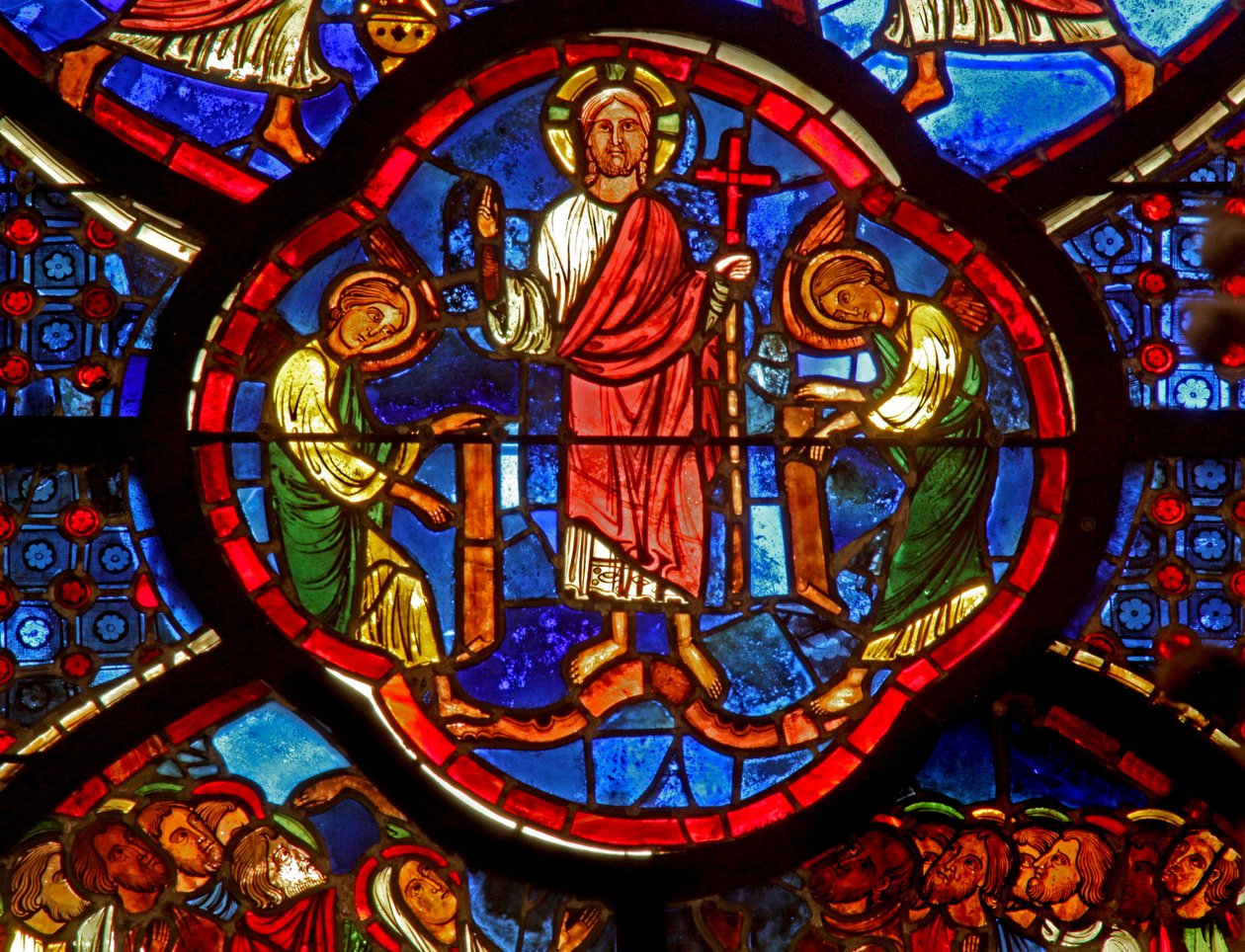 Raam w0 met Christus in Glorie door French School