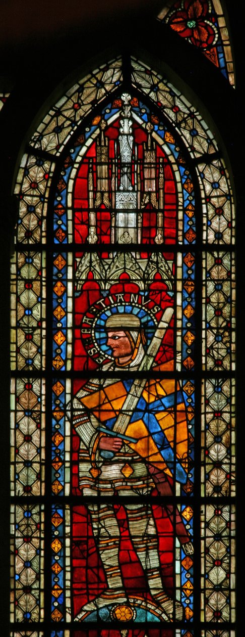 Raam w203 met afbeelding van St. Sebastianus door French School